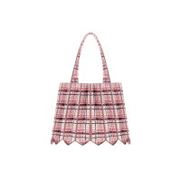 PLEATSMAMA Tweed Shopper Bag Pale Pink
